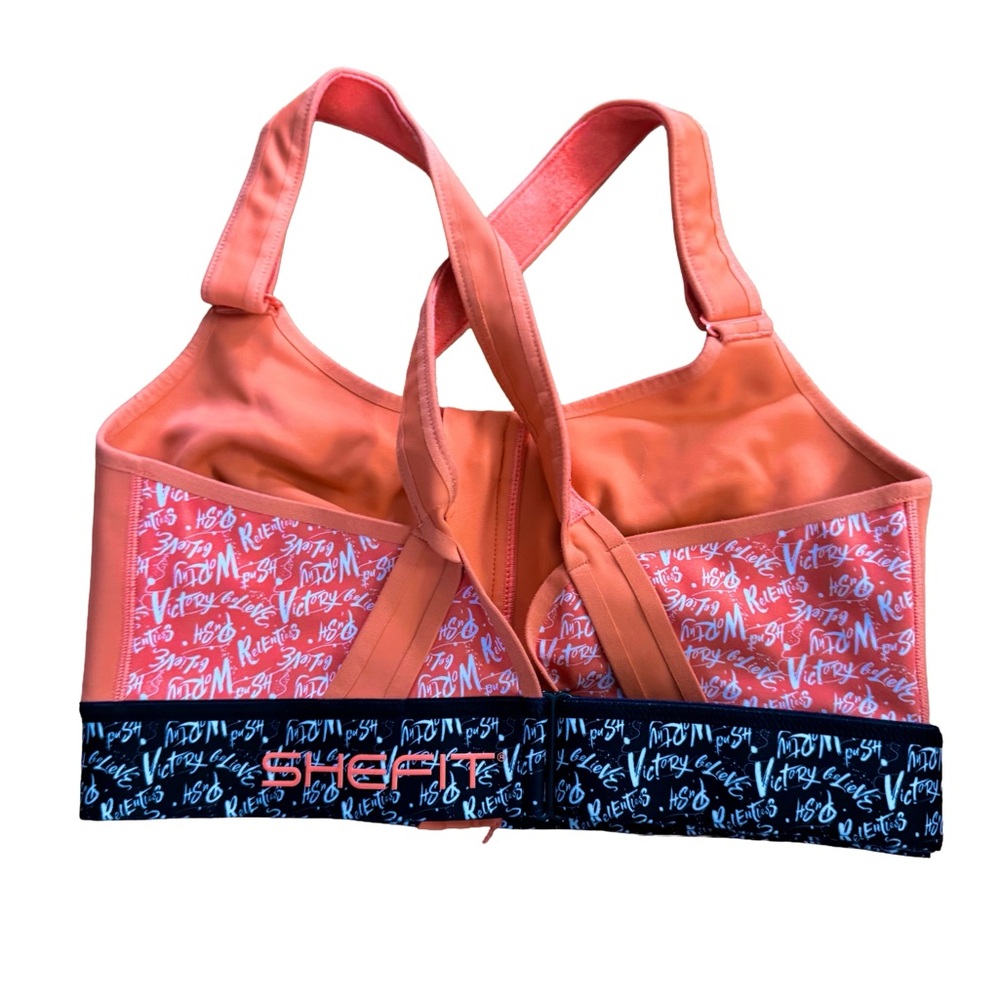 SHEFIT Coral Sports Bra with Script Elastic Hem - Picture 2 of 3